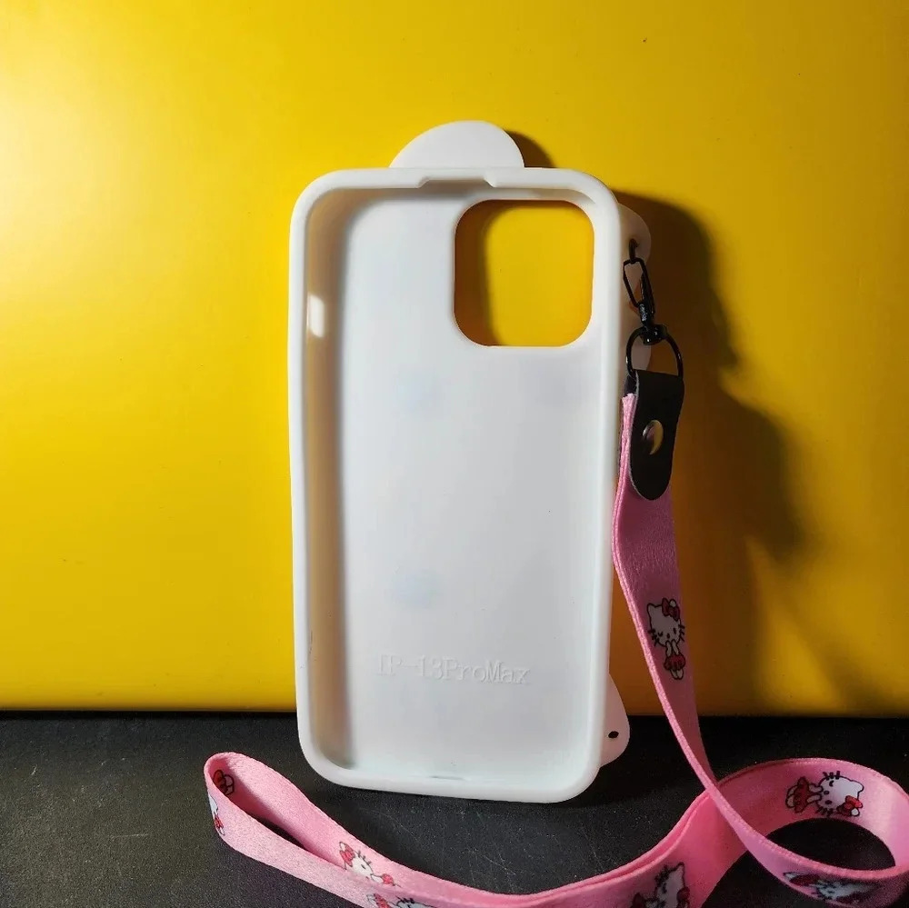 Hello Kitty iPhone 13 Pro Max Soft Silicone Case w 15 inch Lanyard - Picture 2 of 2